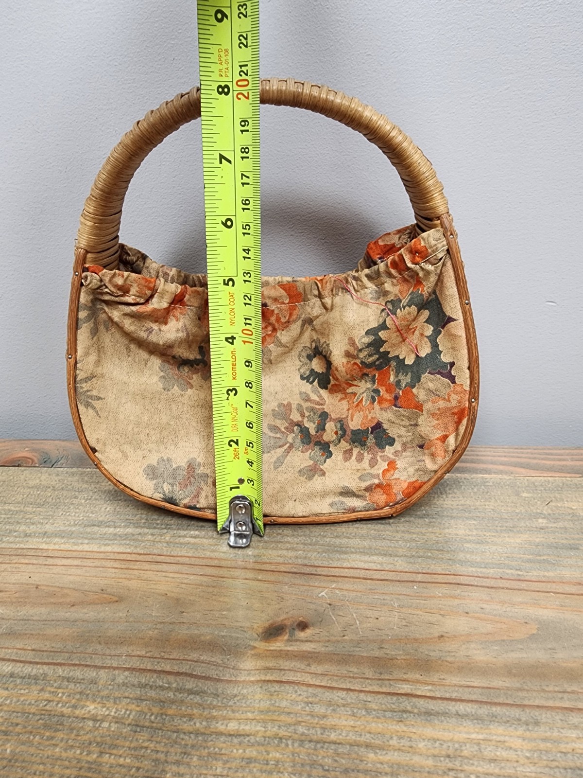 Vintage Wicker Basket With Cloth Sides 8"x8"