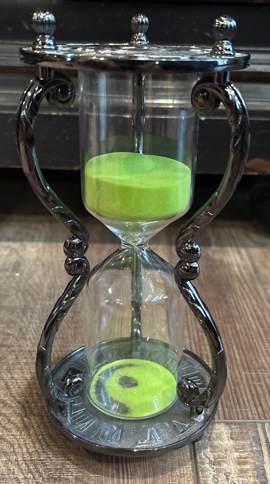 The Zodiac Aquarius 30 minute Timer Hourglass Decorative Neon Green Sand 8”