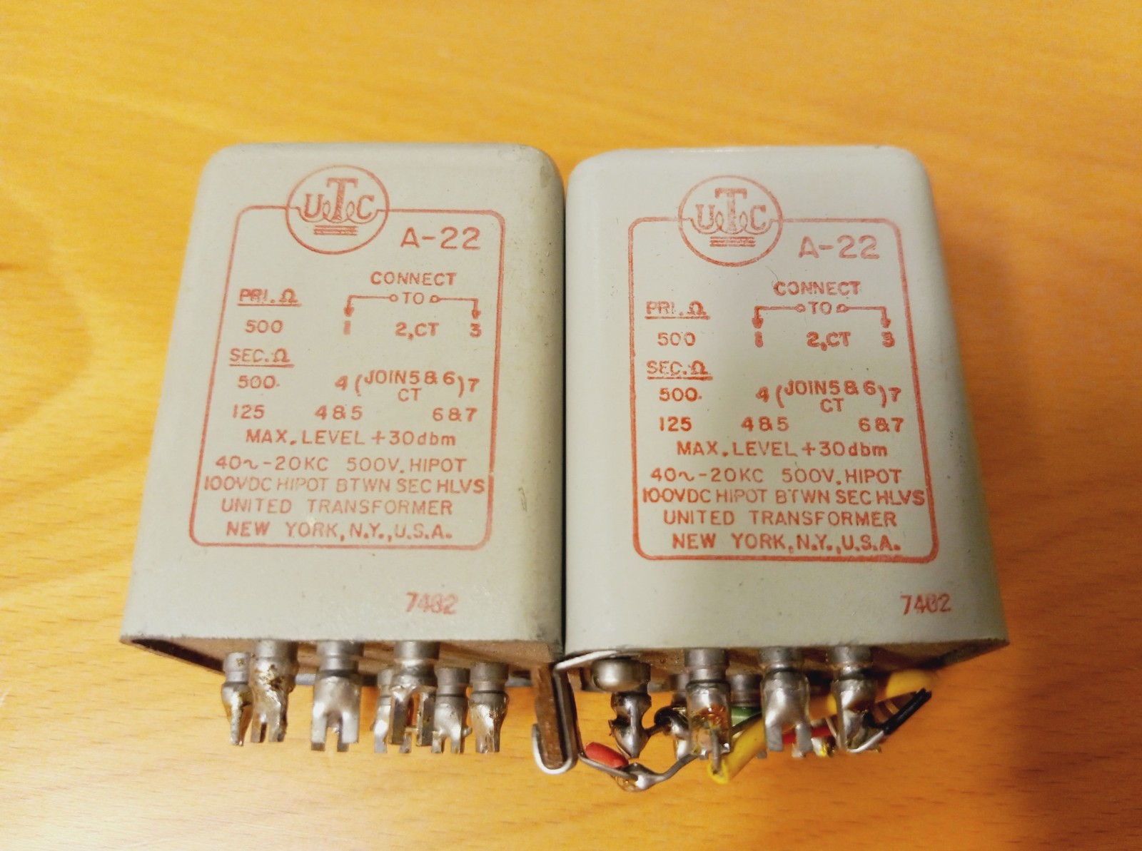 Pair  UTC A-22 Audio Input Transformer A22