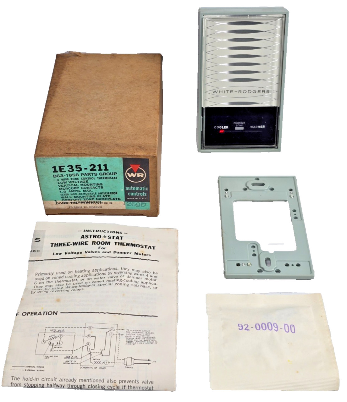 White-Rodgers 1E35-211 3-Wire Heat AC Zone Thermostat NOS Open Box USA