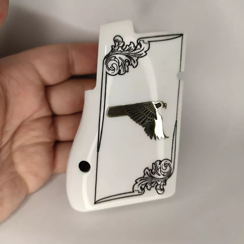 NEW Desert Eagle Grip skulls Magnum Research 357.44.50AE Acrylic Gold Metal Logo