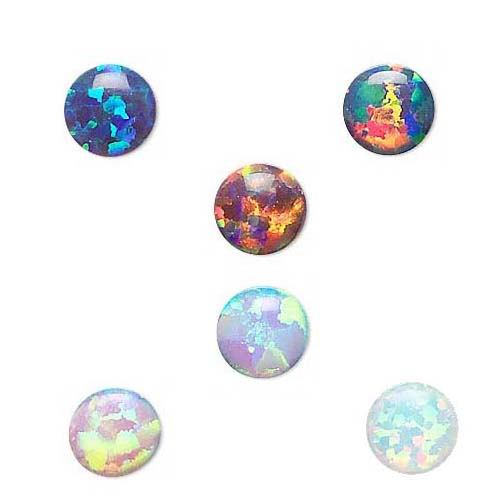 Little 4mm Round Flat Back Domed Small Manmade Opal Cabochon