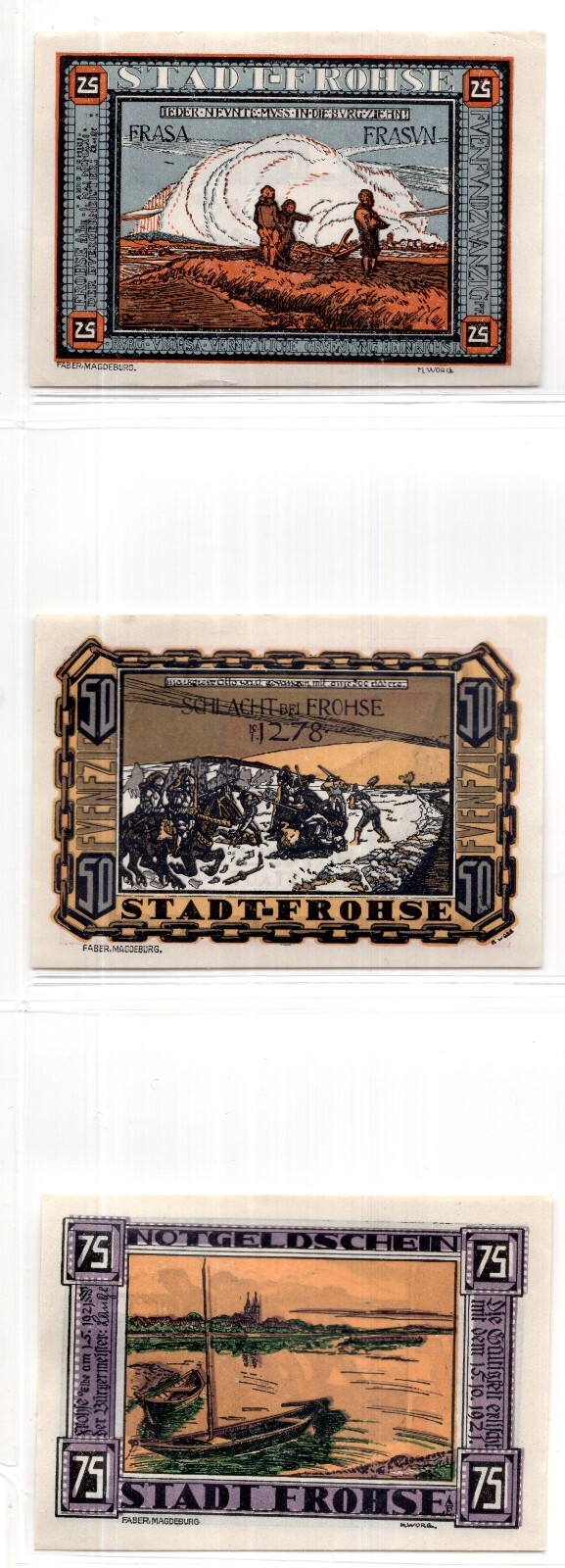 1921 Germany Frohse Notgeld Set of 3 Notes (NG1125)