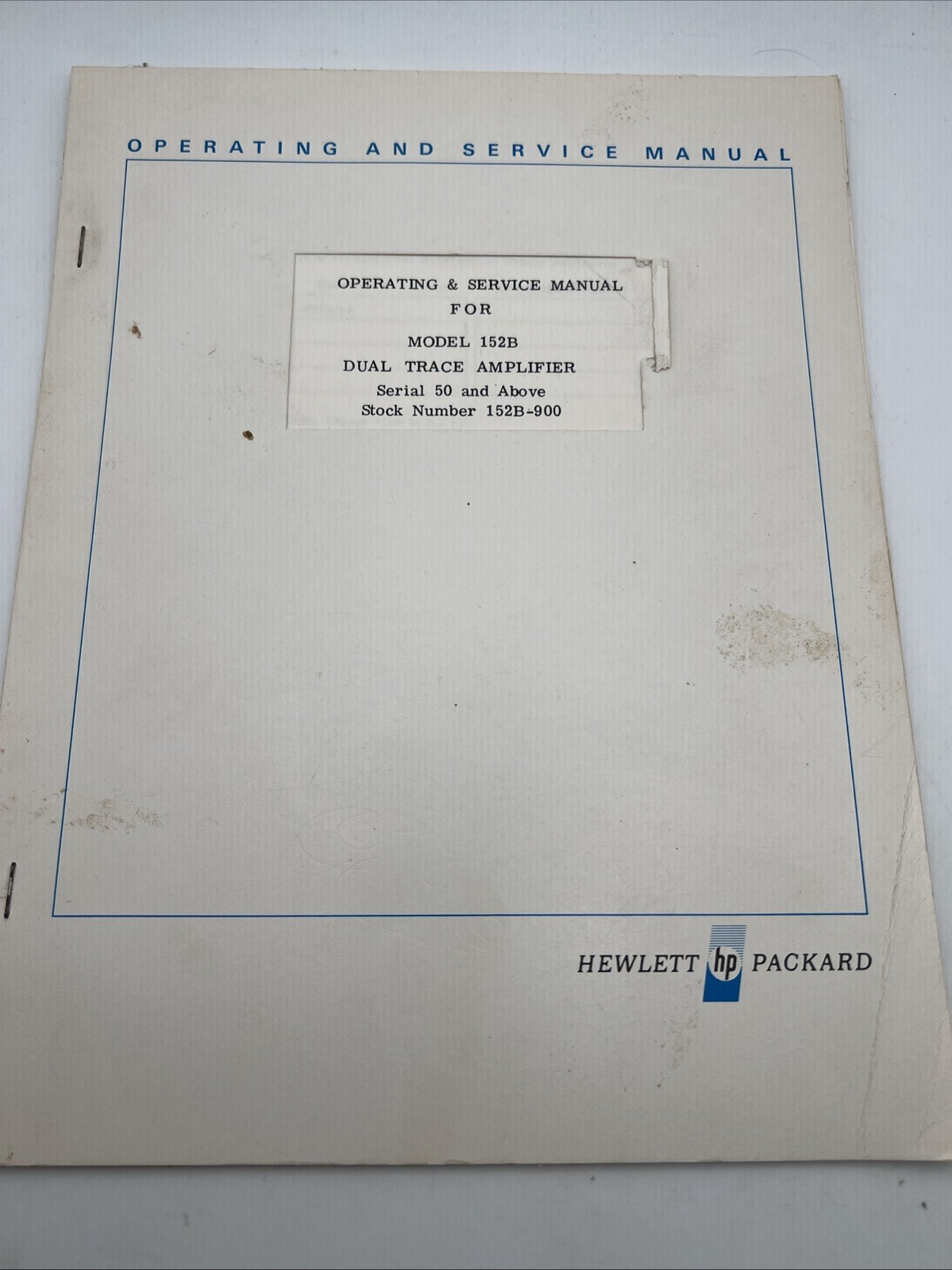 Hewlett Packard 152b-900 50 And Above Operating and Service Manual 1958