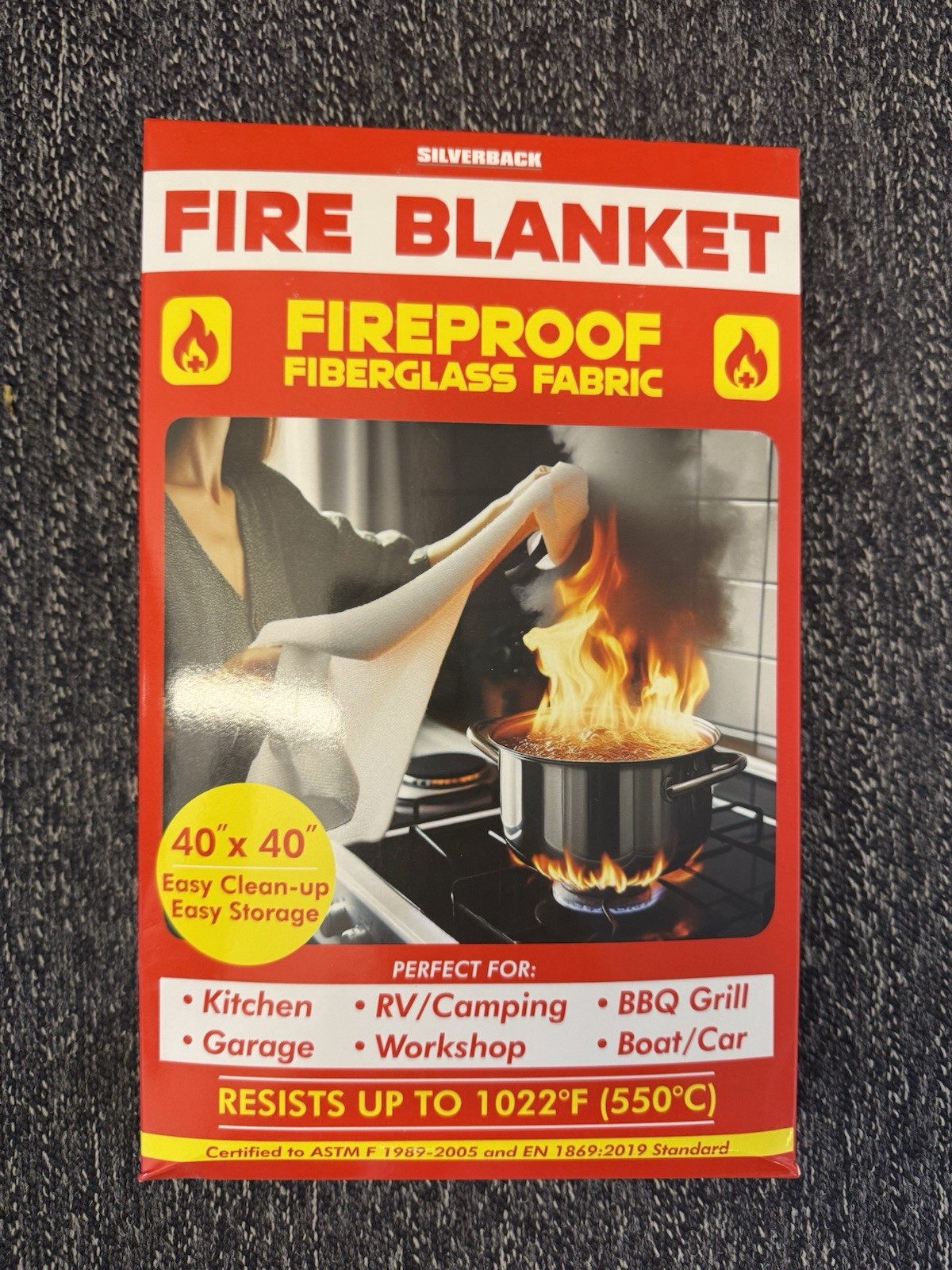 NEW Silverback 40" X 40" Fireproof Fiberglass Fire Blanket