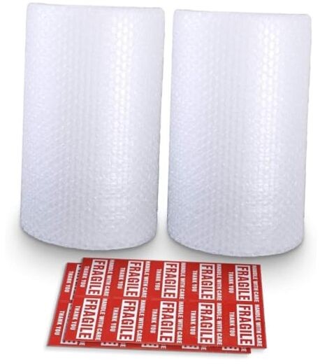 Bubble Cushioning Wrap Rolls, 3/16" x 12" x 72' ft 2 Rolls: 12 in x 72 ft Clear