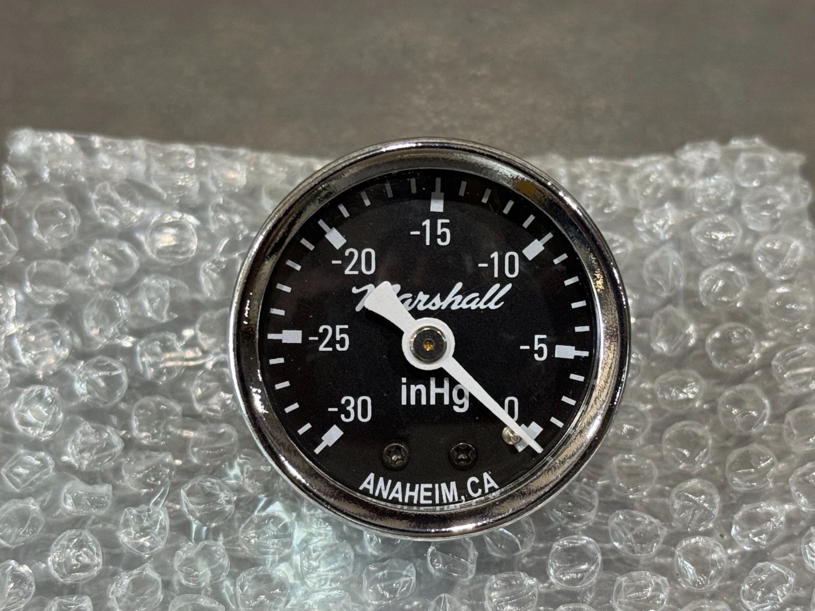 Marshall Gauge 0-30" HG Vacuum Gauge Black Chrome Case 1.5" Dry 1/8" NPT