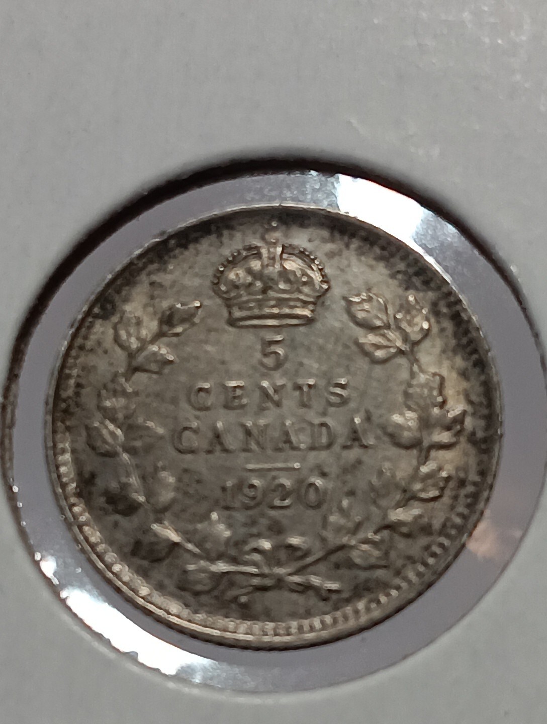 1920 CANADA  SILVER 5 CENTS  Stunning l J/461