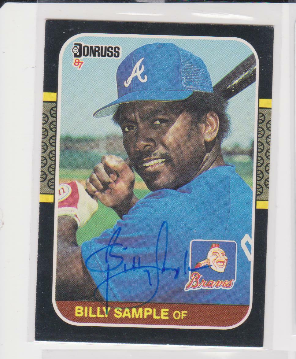 BILLY SAMPLE ATLANTA BRAVES 1987 DONRUSS #143 AUTOGRAPHED CARD DINGED CORNERS