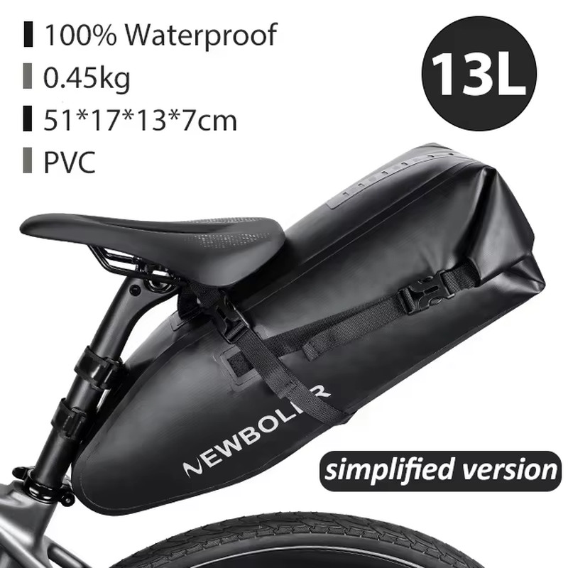 Bicycle Bag Waterproof 13L Large Capacity Bicycle Saddle Bag Bicycle Foldable Ta