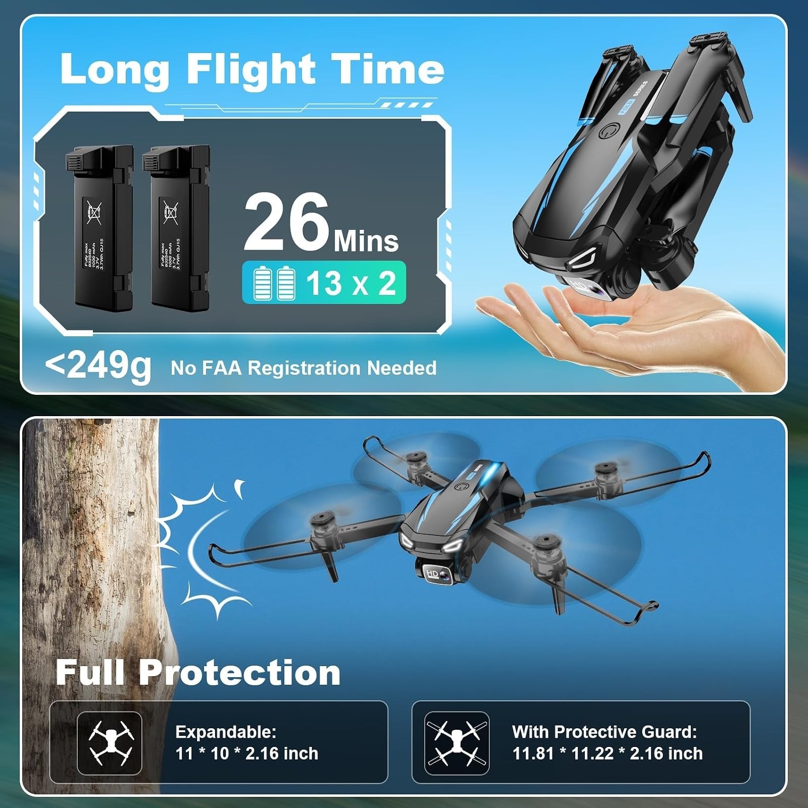 Dazlen Foldable Quadcopter Drone with 1080P Camera for Beginners