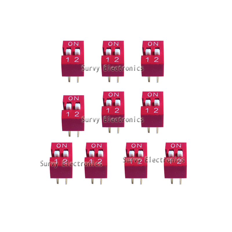 100pcs New 2P 2 Position DIP Switch Side Style 2.54mm Pitch Through Hole DIY
