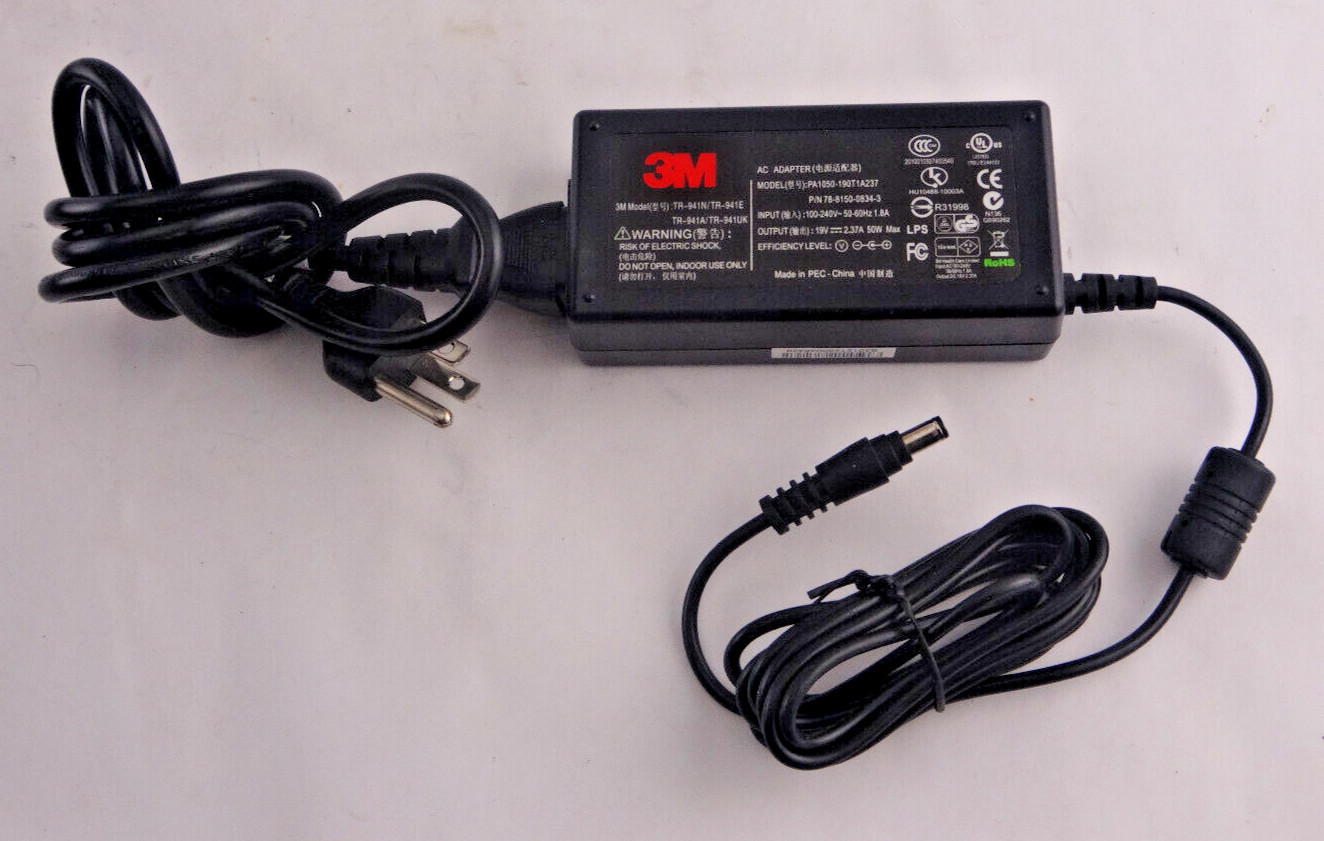 3M 78-8150-0834-3 AC Adaptor Power Supply 19V *OPEN BOX* Genuine OEM Free Ship