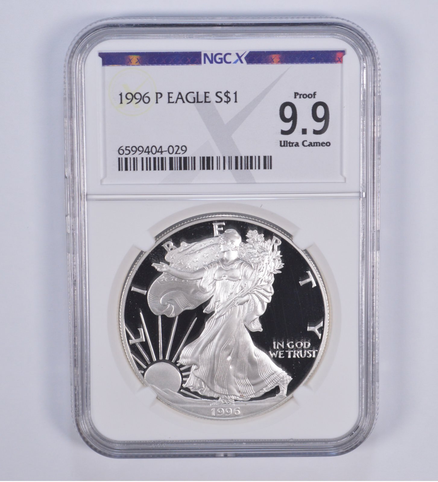 1996-P American Silver Eagle $1 Proof 9.9 NGC X NGCX - Almost PERFECT