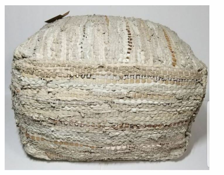Urban86 Handwoven Leather Unstuffed Pouf - COVER ONLY 20x20x14 INCHES OTTAMAN