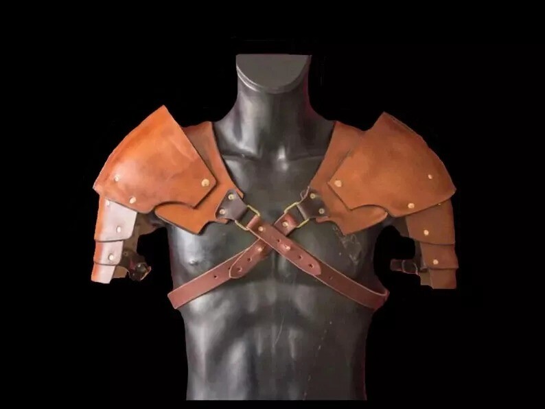 MEDIEVAL LEATHER STEAMPUNK SHOULDER Shoulder Armor Pauldrons - Genuine Leather