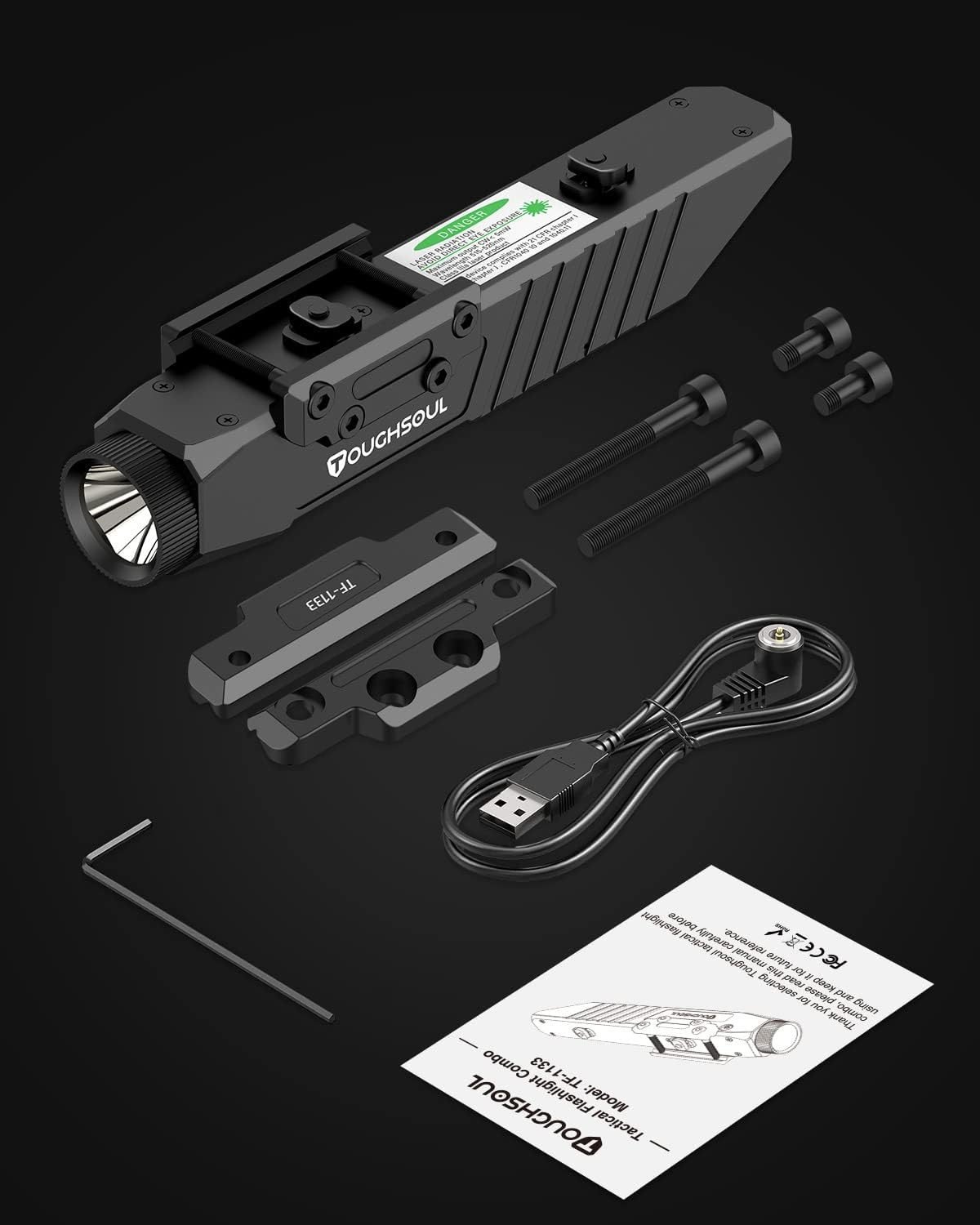 Tactical Flashlight 1450 Lumen Picatinny Rail MLOK Mounted with Momentary Strobe