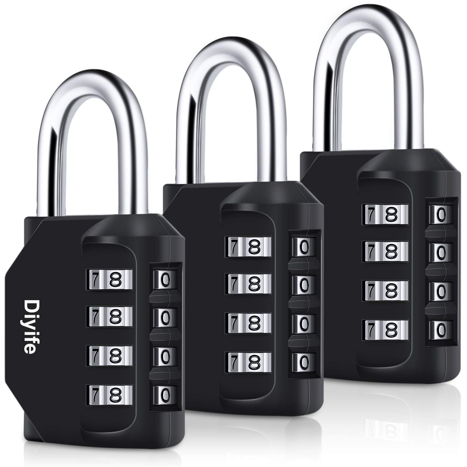 3 Pack Combination Padlock Outdoor Diyife 4 Digit Combination Lock Waterproof
