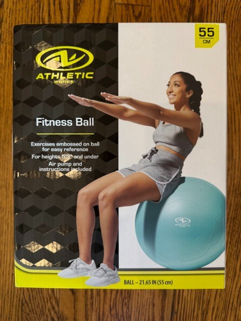 Athletic Works Fitness Ball 55cm with Air Pump and Instructions New in Box
