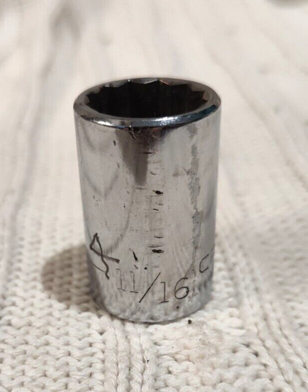 Vtg CRAFTSMAN V 47507 Standard (SAE) 1/2” Drive 12 PT 11/16” Shallow Socket USA