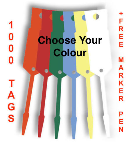 Arrow Disposable Vinyl Key Tags x 1000 With Free Felt Tip Marker -FREE POSTAGE