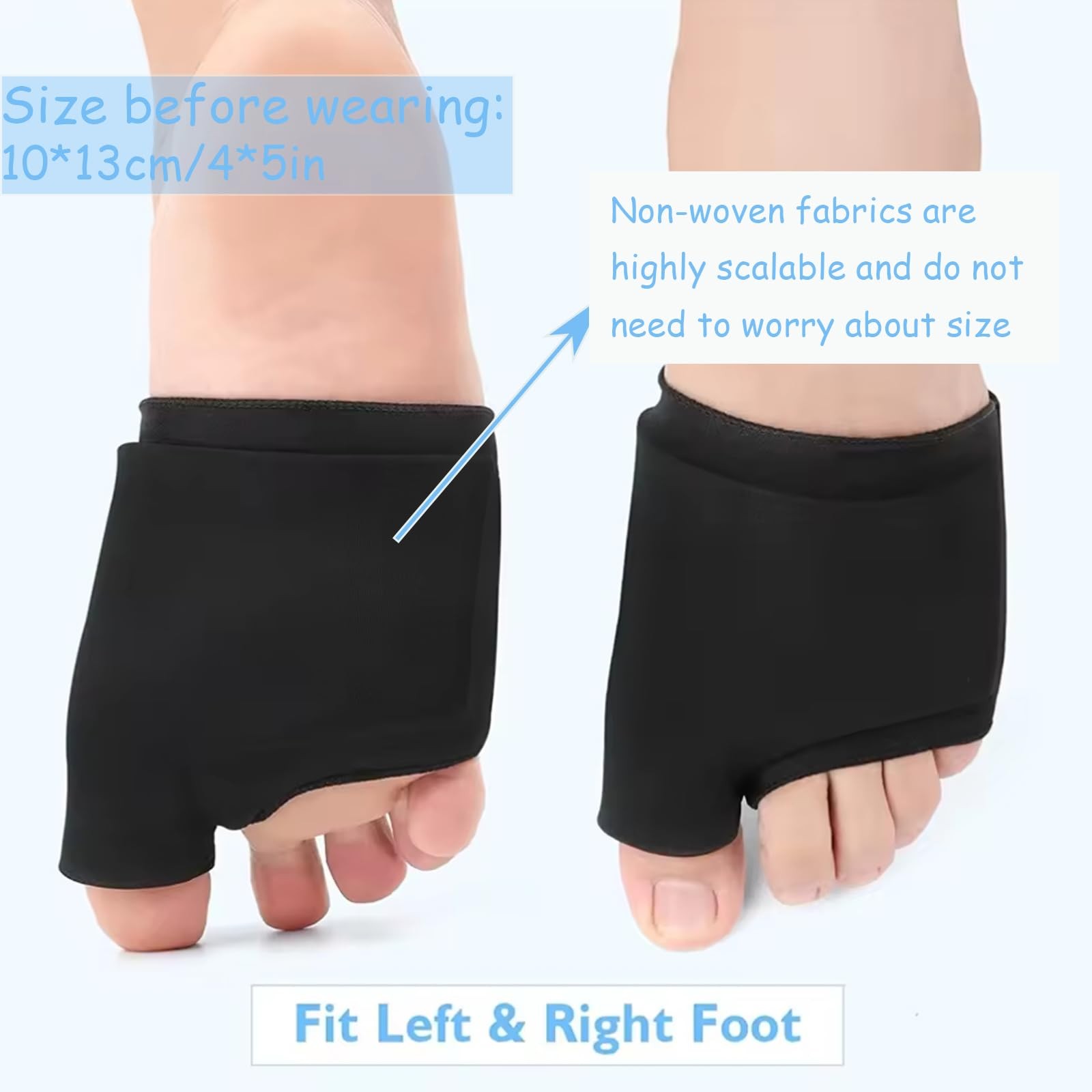 2 Pack Forefoot Toe Ice Pack，Foot Wrap Bunion Corrector for Black