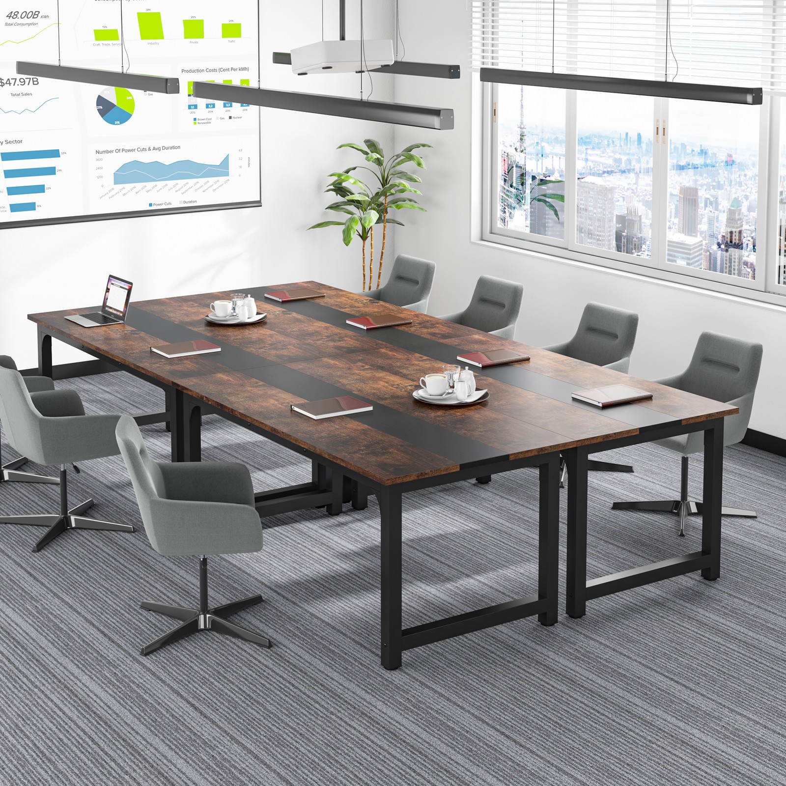 63 Inch Modern Executive Desk, Large Office Computer Desk with Thicken Frame