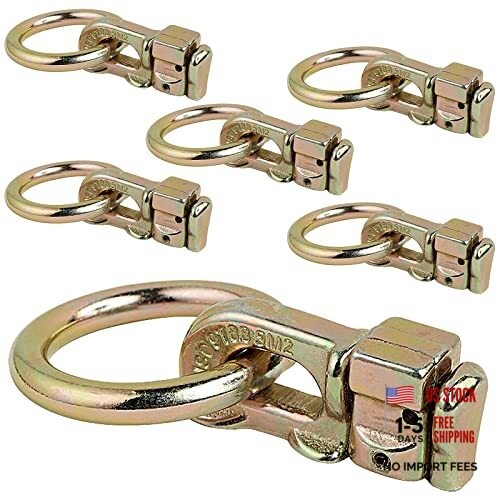 L Track Double Stud Tie Down Fitting with O-Ring, Use with L Track Rails Gold