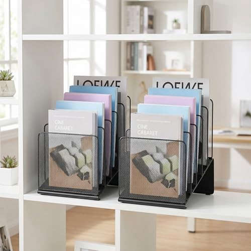 File Organizer for Desk, File Folder Organizer with 5-Section Vertical Black