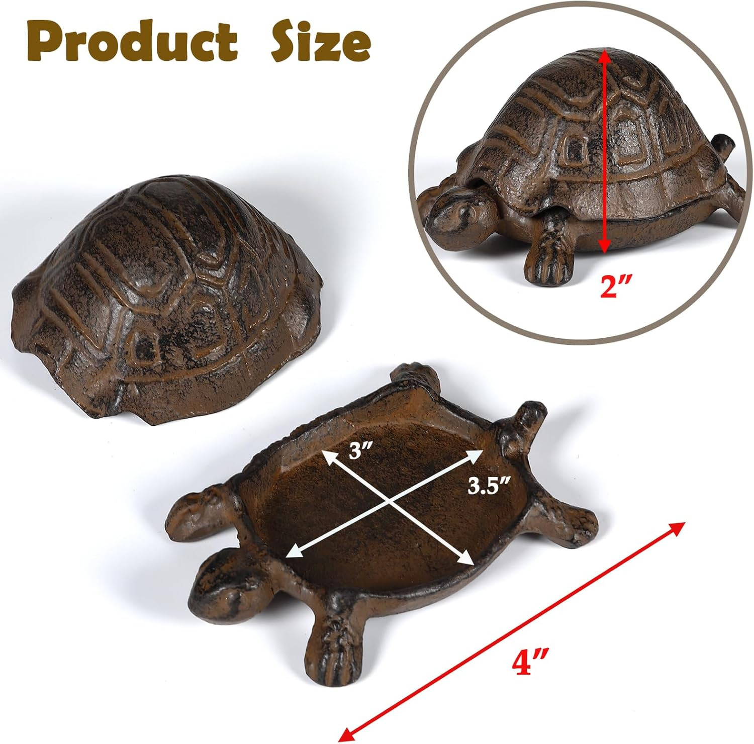 Key Hider Outdoor Turtle - Cast Iron Turtle Hidden Key Holder for Outside, Yard