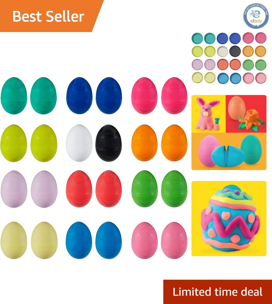 Play-Doh Eggs 24-Pack: Colorful Fun for Kids 2+ with Non-Toxic Modeling Compound