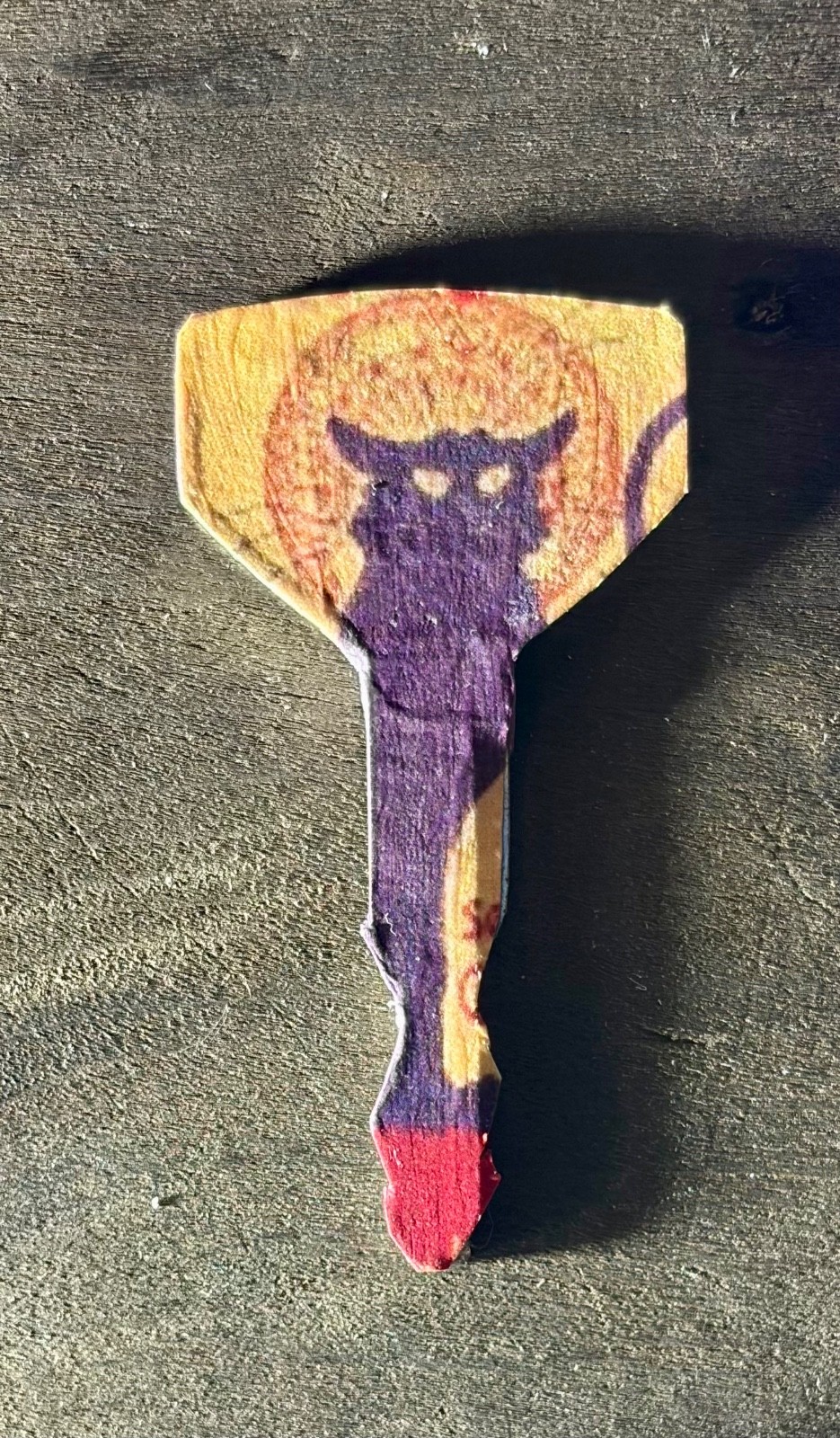Recycled key mixed media cat