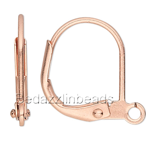 20 Copper Plated Brass Metal 14mm Hoop Leverback Earring Findings with Open Loop