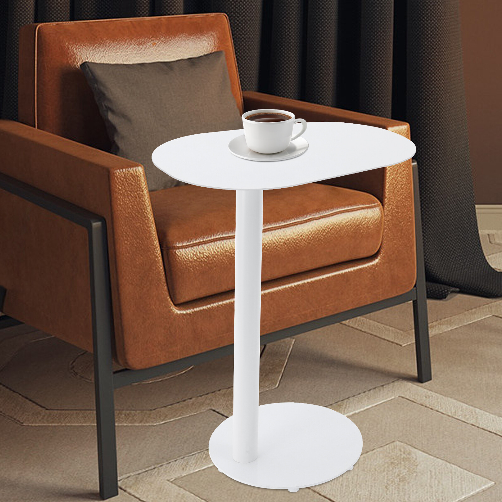 63cm C-shaped Side Table Couch Side Table 7.5kg Iron End Table For Laptop