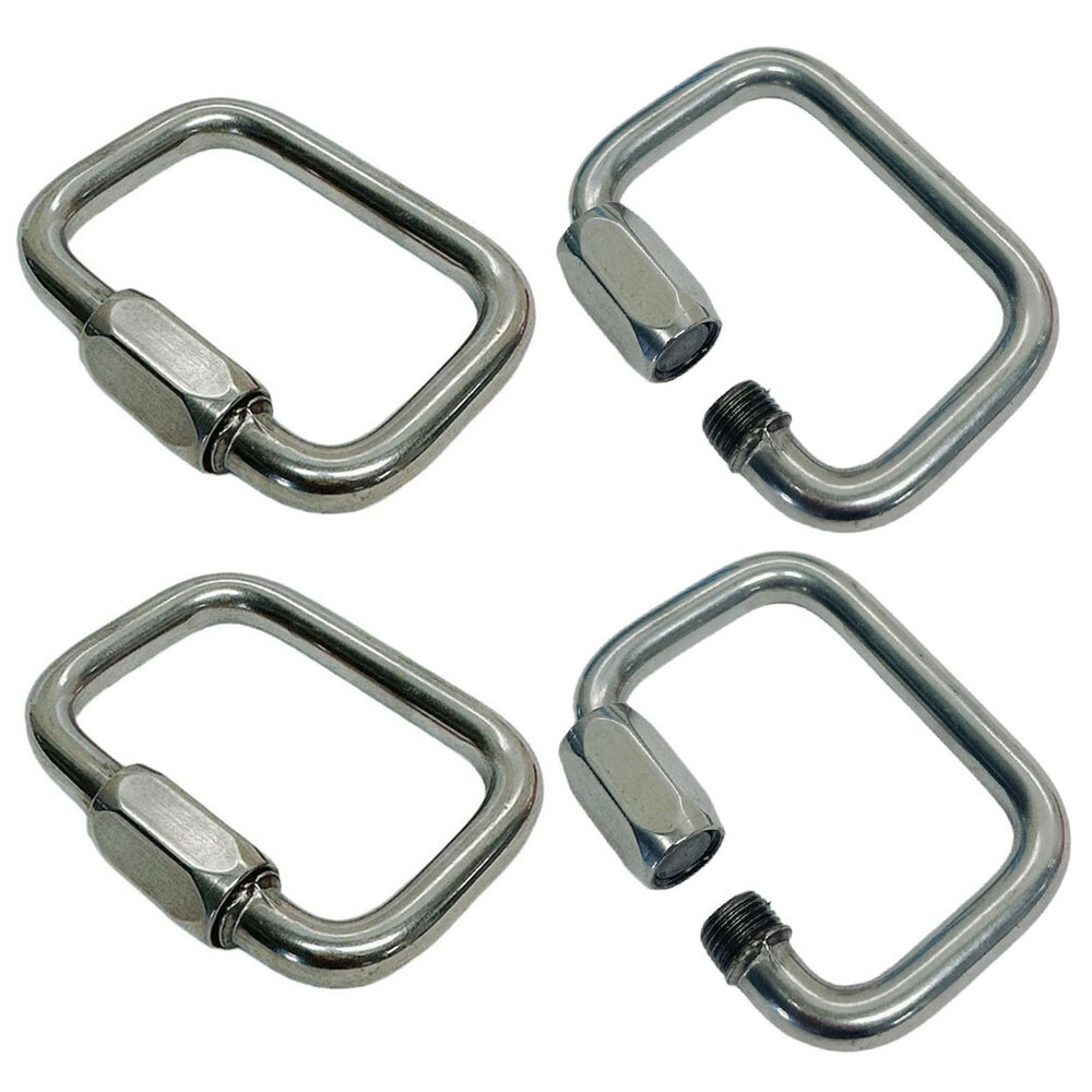 Stainless Steel T316 15/32" Square Quick Link Locking Carabiner 3200 Lb WLL 4PCS