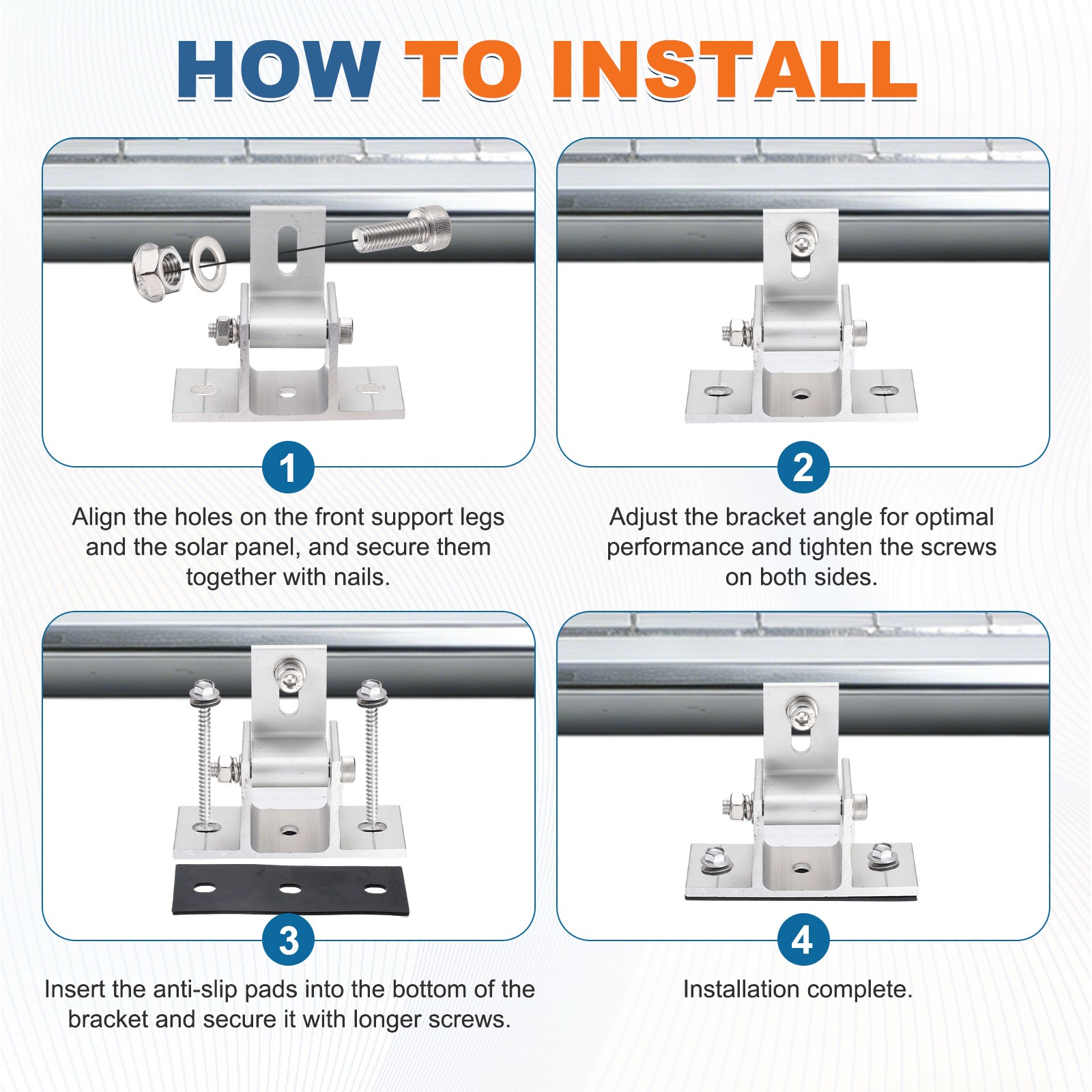 8 Pack Adjustable Solar Panel Tilt Mount Bracket, Adjustable Mounting Kit, White