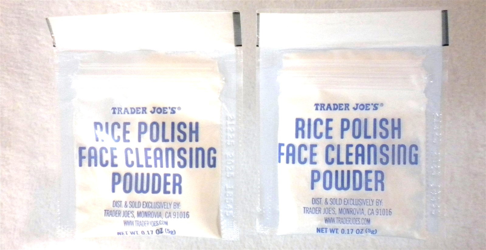 2 TRADER JOE’S RICE POLISH FACE CLEANSING POWDER .17 oz (5 g) EACH=.34 oz TRAVEL