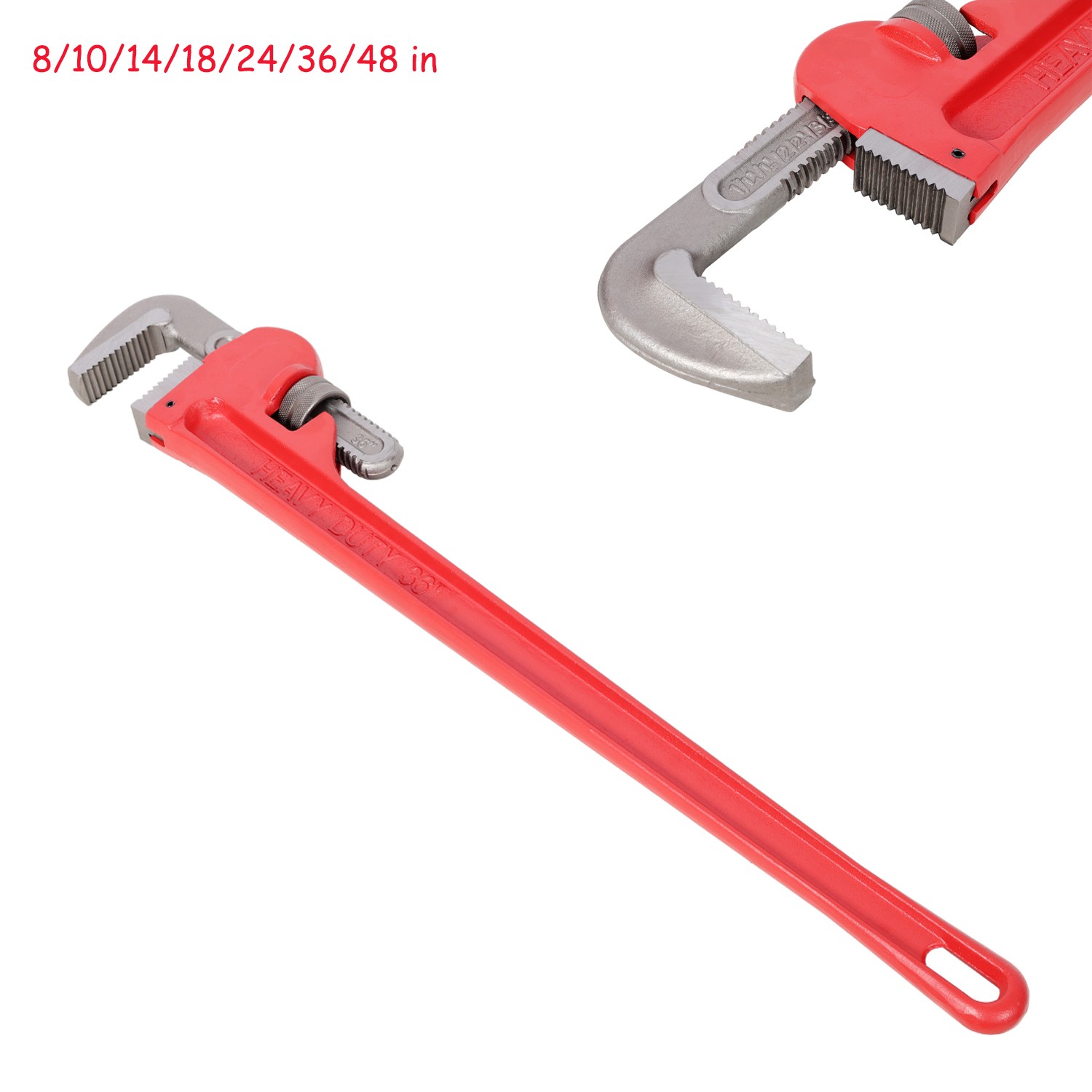 36in Pipe Wrench Heavy-Duty Adjustable Straight Pipe Wrench for Pipe Maintenance