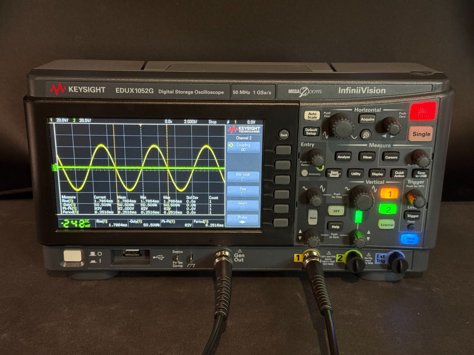 KEYSIGHT EDUX1052G Digital Oscilloscope w/ Built-in Signal Generator Bode Plot X
