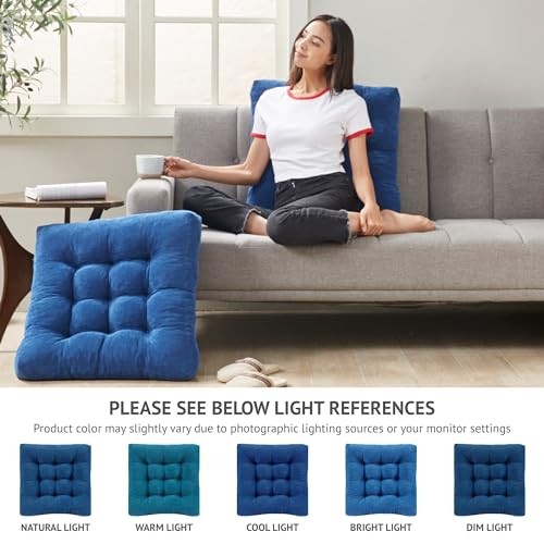 Meditation Floor Pillow Set of 2, Square Large 2 Pack Square | Navy | 2 Pack