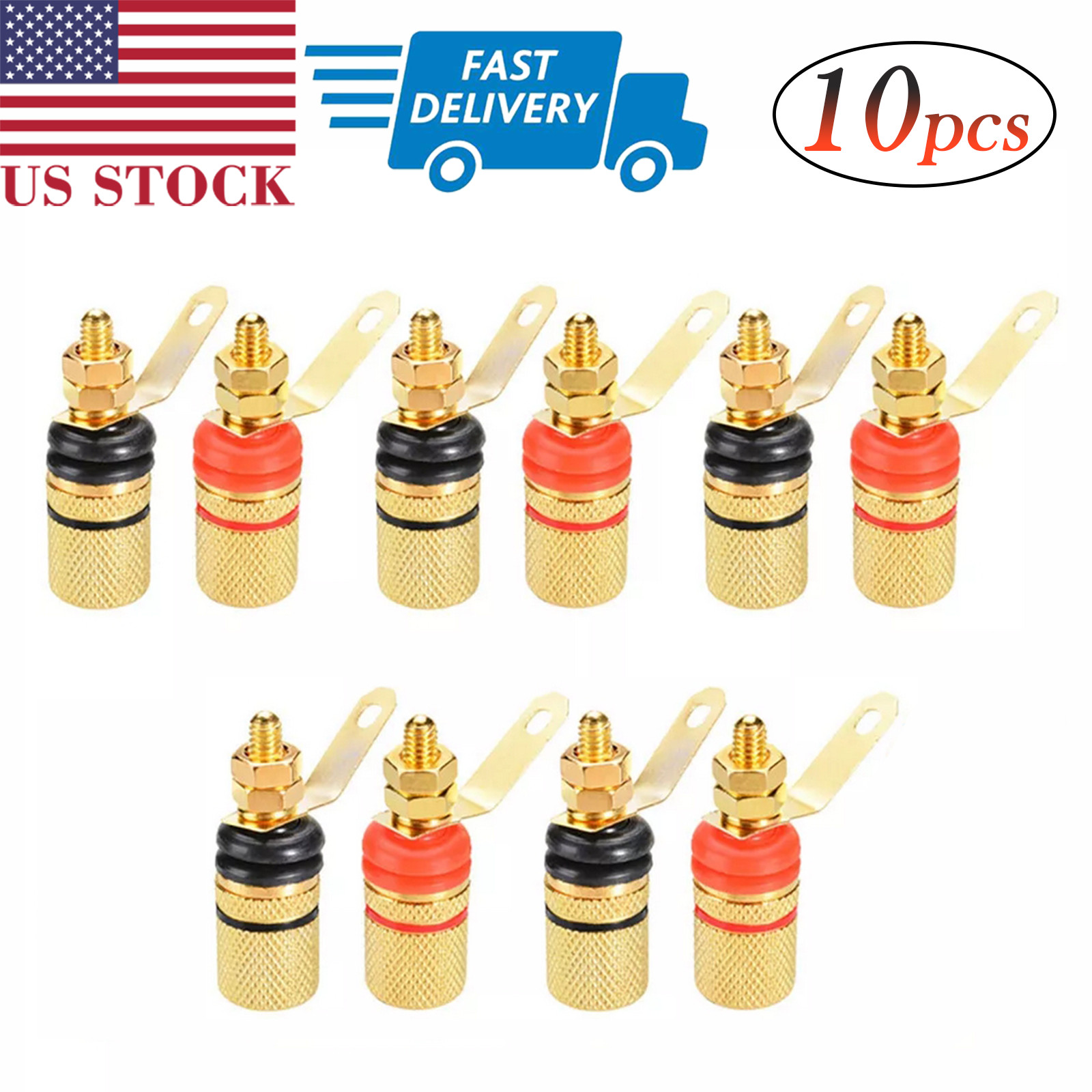 10pcs 4mm Amplifier Speaker Terminal Binding Post Banana Plug Socket Connector