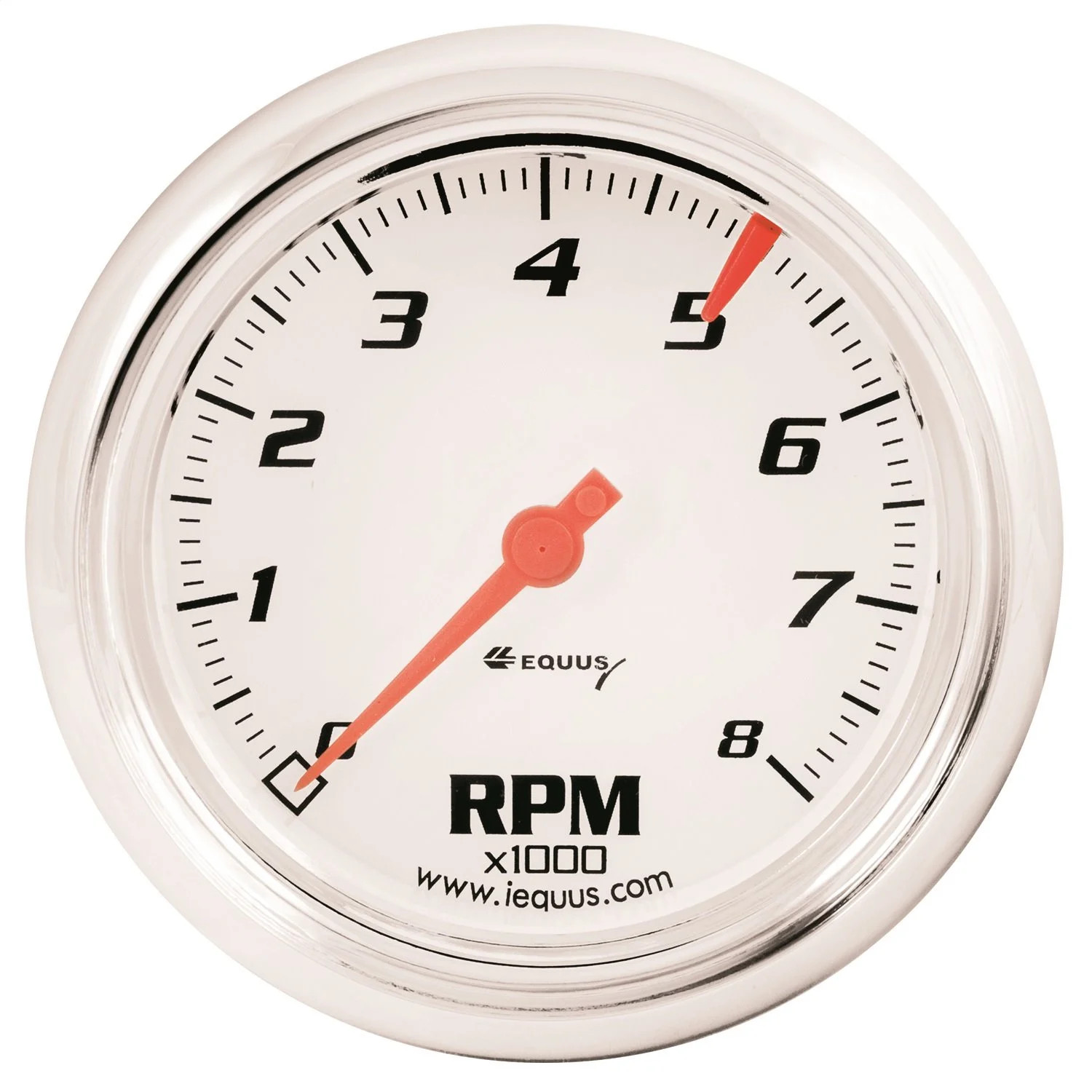 Equus E5078 Tachometer Gauge [3-3/8 in., 8,000 RPM, White Dial, 5000 Series]