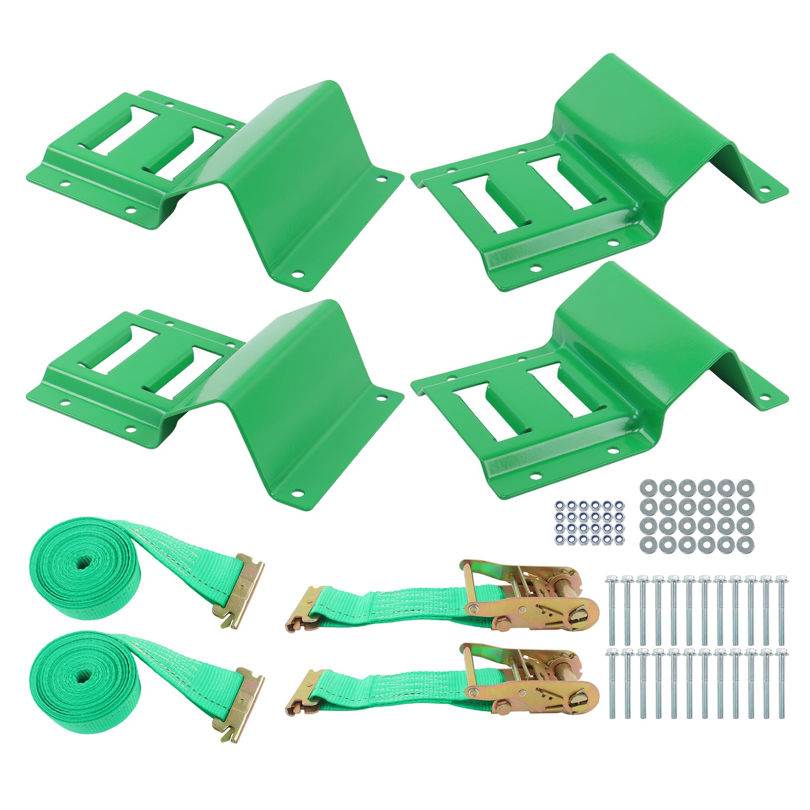 LABLT 15' Green Ratchet Straps E Track Wheel Chock Tie Down System For Trailer