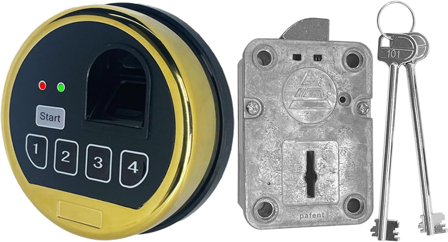 Fingerprint Biometric Gun Safe Lock Gold Keypad Lock Left Swingbolt Lock 2 Keys