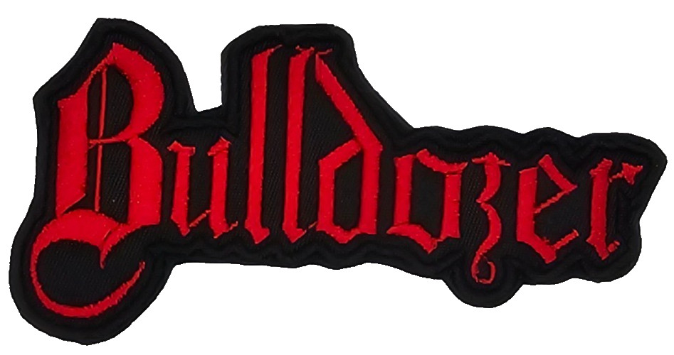 BULLDOZER RED LOGO (shaped border) EMBROIDERED PATCH