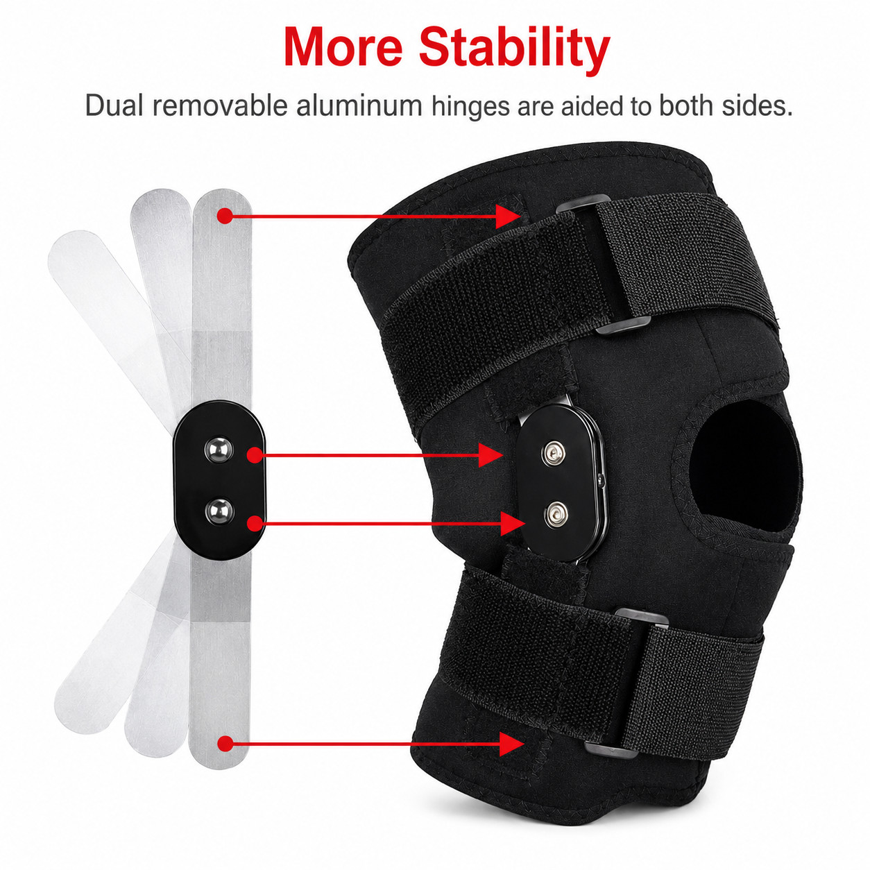 Knee Brace Compression Sleeve Hinged Joint Support Open Patella Stabilizer Wrap