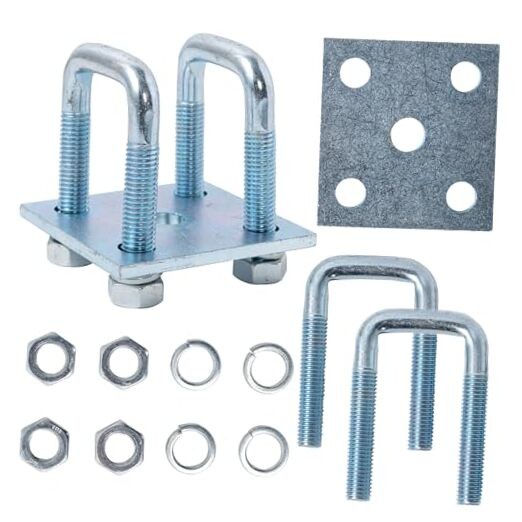 2 Pack Heavy-Duty Square U-Bolt Kit, Includes Nuts, 1-5/8’’ W x 3-1/2’’ L