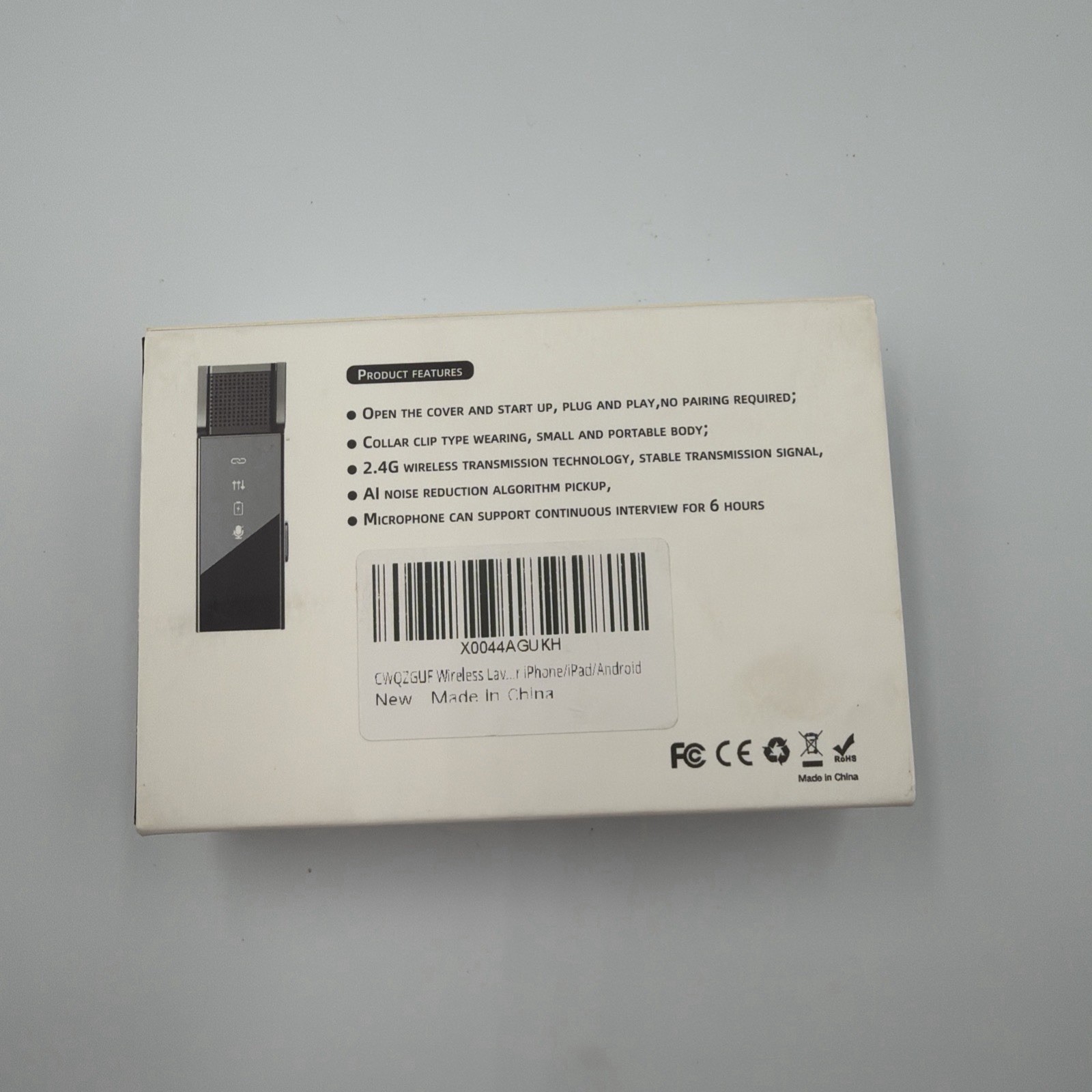 Wireless Lavalier Microphone for iPhone iPad Android, Active Noise Reduction
