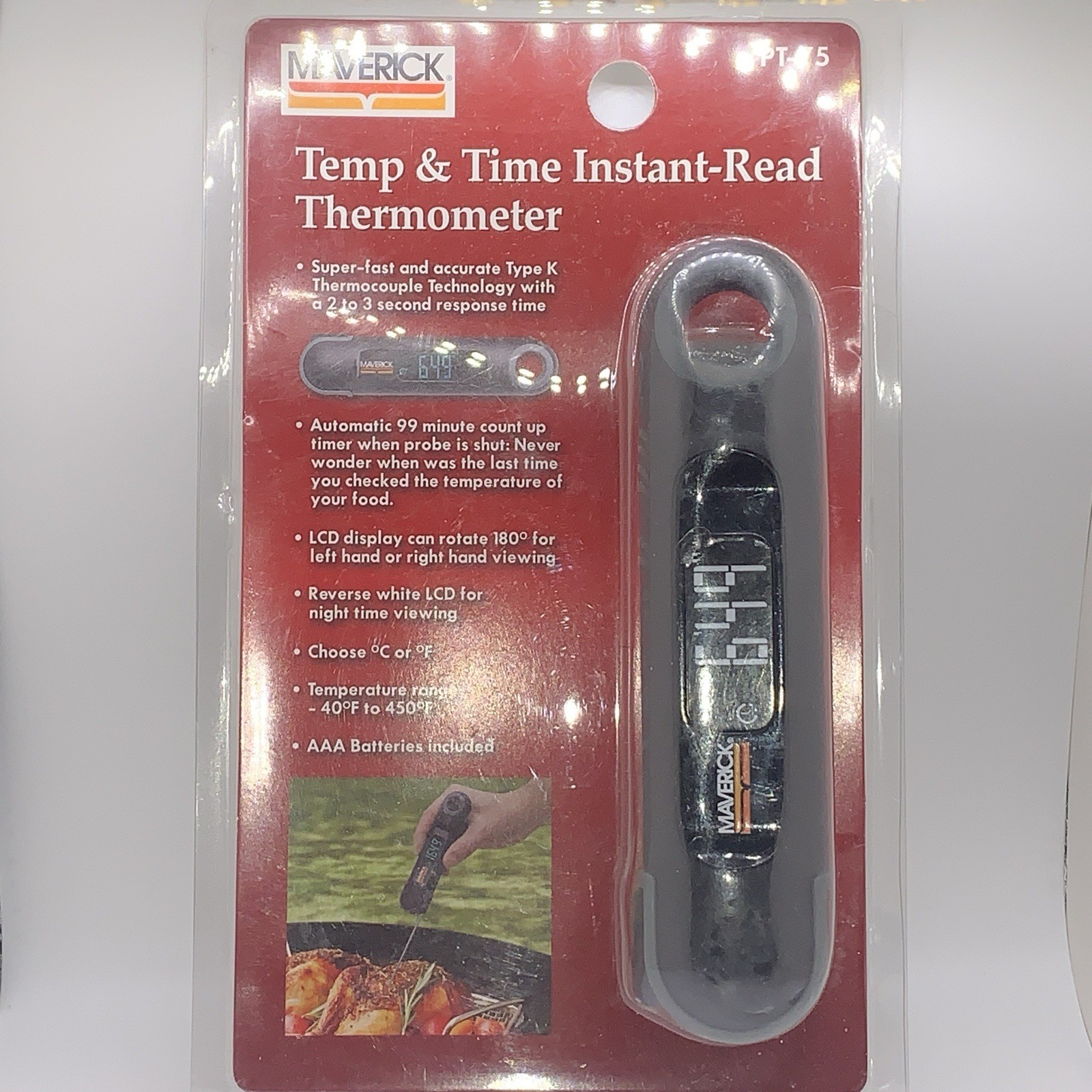 Maverick PT-75 Temp & Time Instant-Read Thermometer NEW/SEALED