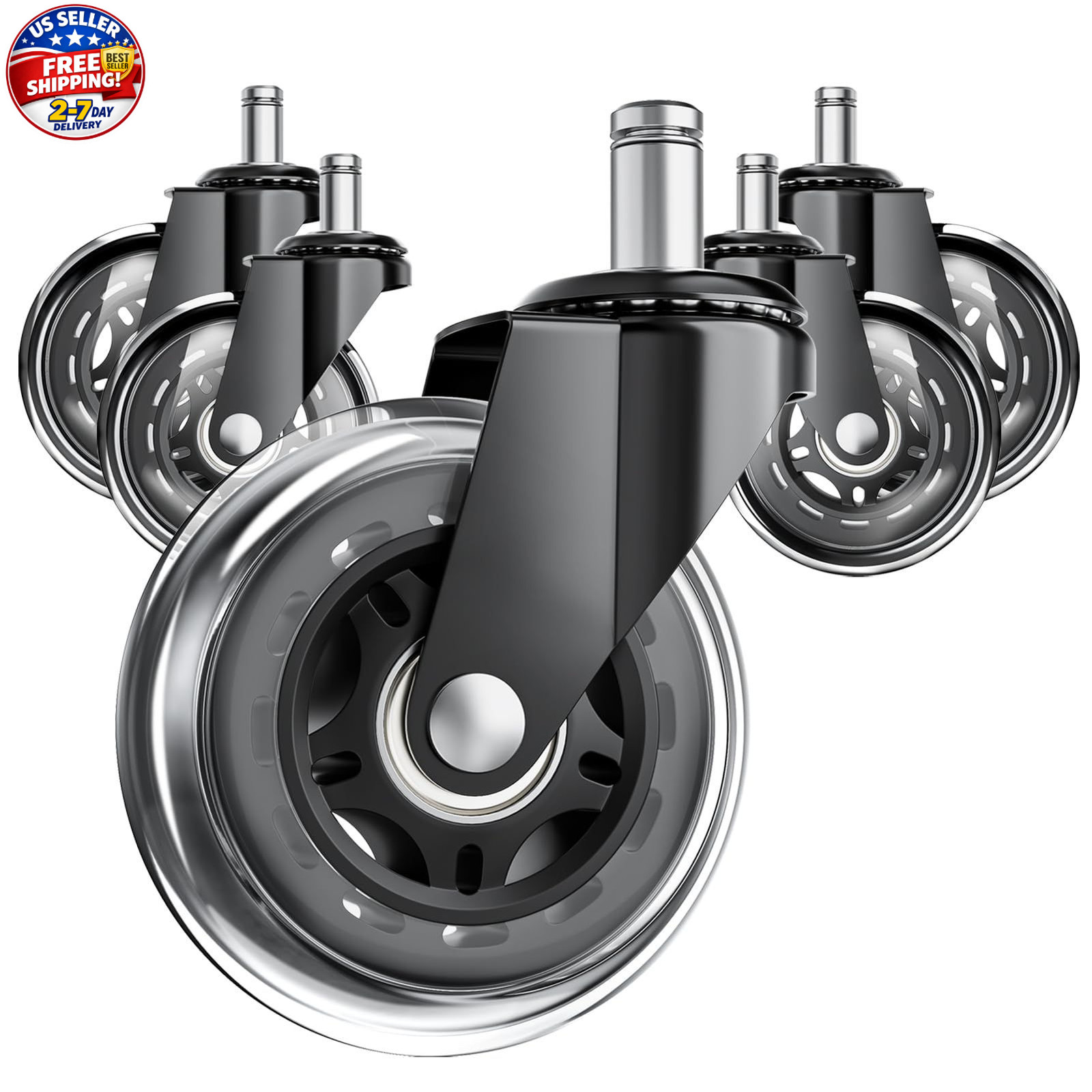 ASHGOOB Office Chair Wheels, Set of 5 Caster Wheels Accessories, Clear